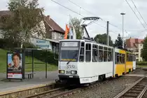 Strassenbahn Gera.
Impressionen vom 19. September 2019.
Auf den Tramlinien 2 und 3 stehen noch TATRA - BAHNEN im täglichen Einsatz.
Foto: Walter Ruetsch
