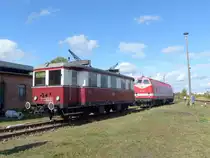 DR VT 135 054 + CLR 229 147-4 am 28.09.2019 beim Herbstfest im TBw Staßfurt.