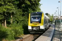 Seit September 2019 ersetzen zwei LINT 54 einige RegioShuttle RS1 auf der Bodenseeg�rtelbahn zwischen Friedrichshafen und Radolfzell. Am 20.09.2019 befindet sich 622 463 der SWEG als RB 22757 von Radolfzell nach Friedrichshafen Stadt an der Haltestelle Friedrichshafen Landratsamt.