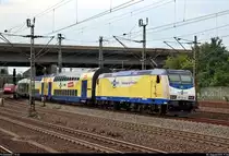 Nachschuss auf 146 504-6 (ME 146-04)  Buchholz i.d. Nordheide  der Landesnahverkehrsgesellschaft Niedersachsen mbH (LNVG), vermietet an die metronom Eisenbahngesellschaft mbH, als RE 82030 (RE4) von Bremen Hbf nach Hamburg Hbf, der den Bahnhof Hamburg-Harburg abweichend auf Gleis 2 erreicht.
Aufgenommen von Bahnsteig 5/6.
[5.8.2019 | 17:34 Uhr]