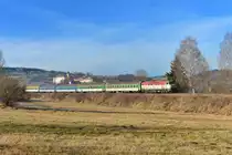 749 187 mit einem Sonderzug am 31.12.2013 bei Vimperk.