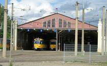 Stra�enbahndepot D�litz mit modernisierten Tatra T4D, 30.06.07