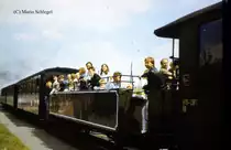 100 Jahre Zittauer Schmalspurbahn: Aussichtswagen 970-312 in Zittau Süd am 26.05.1990. Hinweis: digitalisiertes Dia
