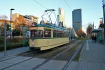 VGF Düwag L-Wagen 124 ohne Beiwagen am 30.11.19 in Frankfurt Messe bei einer Privaten Sonderfahrt