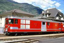 MGB exBVZ - Deh 4/4 21 am 22.05.1996 in Visp - Zahnrad-Gep�cktriebwagen Deh 4/4 21  STALDEN  Baujahr 1975 - SLM/SIG/SAAS - 1094 KW - Gewicht 49,00t - Gep�ckabteil Zuladung 2,50t - L�P 16,90m - zul�ssige Geschwindigkeit A65/Z35 km/h. Lebenslauf: ex BVZ Deh 4/4 21 - 2003 MGB Deh 4/4 21
