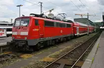 111 168-1 steht am 29.05.2019 mit dem RE19080 nach Lauda im Stuttgarter Hauptbahnhof bereit. 