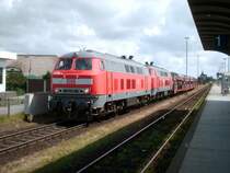 Zwei 218`ner von DBAutoZug zogen am 04.07. einen Autozug von Nieb�ll bis nach Westerland/Sylt.