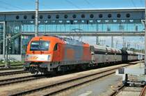 Die RTS-Lok 1216 901 war am 08.07.2007 in Wels zu sehen.
Leider hatte ich keine Zeit die Weiterfahrt des Zuges abzuwarten,
so bleibt nur die Aufnahme der stehenden Garnitur die etwas ung�nstig unter dem �bergang zum Warten verdonnert wurde.