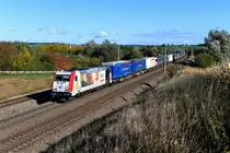 Am 16. Oktober 2019 war der DGS 43821 von Bremen Grolland nach Verona Q.E. verspätet und konnte daher bei besten Lichtverhältnissen bei Vierkirchen im Dachauer Hinterland auf die Speicherkarte gebannt werden. Der komplett mit Aufliegern der Speditionen paneuropa und Terratrans beladene Zug wurde an diesem Tag von  Stammlok  185 664 befördert. 