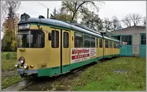 SRS Schöneicher-Rüdersdorfer-Strassenbahn GmbH, Depot Schöneiche an der Strassenbahnlinie 88 vom S-Bahnhof Friedrichshagen nach Rüdersdorf. Duewag GT6 43 aus Heidelberg. (17.11.2019)