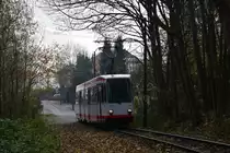Tw 325 hat soeben Papenholz verlassen und rauscht nun die kurze Steigung durch den Wald zur Haltestelle am Honnengraben hinauf. Zum Fahrplanwechsel und der Stilllegung zwischen Papenholz und Bochum Unterstraße wurden restlichen 1976 und 1977 gebauten M6S Triebwagen abgestellt. Nun verkehren hier neue Vario Triebwagen des Types 6xNfGlTwZR. Zwischen Crengeldanz und Witten Heven besteht nun Inselverkehr. Der Abschnitt Crengeldanz bis Unterstraße bleibt vorerst Betriebsstrecke.

Witten 30.11.2019