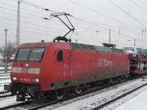 145 008 legt am 25.01.04 in K�nigs Wusterhausen eine kleine Pause ein.