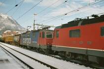 Die Re 421 378-1, am 25.1.04 in Arth-Goldau