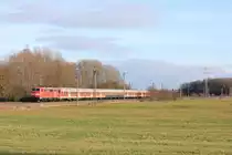 111 043 und 111 212 am 28.12.2019 mit RE Stuttgart-Nürnberg bei Eckartshausen. 