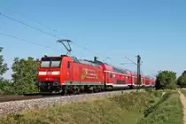Nachschuss auf 146 114-4  Landkreis Emmendingen , als diese am Morgen des 12.09.2018 ihren RE (Basel Bad Bf - Offenburg) bei Hügelheim in Richtung Buggingen schob.