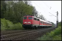 110501 erreicht hier am 17.4.2007 um 16.35 Uhr mit der Teutobahn RB 66 auf der Fahrt nach Osnabrück den Ortsrand von Hasbergen.
