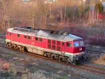 Ludmilla 132 334-4 vom EBS auf dem Abstellgleis in Gera am 6.1.2020