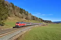 218 463 mit EC 194 am 12.01.2020 bei Wiedemannsdorf.