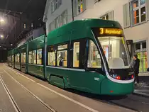 Tram 5021 der BVB als Linie 3 nach Burgfelderhof am Barfüsserplatz, 11.01.2020.