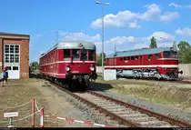 Auf Funkmesstriebwagen 723 101-2 (188 101-0 | 137 700 | DR VT 137 063) des DB Museum Nürnberg werden Führerstandsmitfahrten im DB Werk Dessau (DB Fahrzeuginstandhaltung GmbH) während des Tags der offenen Tür anlässlich 90 Jahre Instandhaltung elektrischer Lokomotiven durchgeführt.
Vorbei an 220 198-6 (120 198-7) des Thüringer Eisenbahnverein e.V., erreicht er wieder seinen Startpunkt.
[31.8.2019 | 15:11 Uhr]