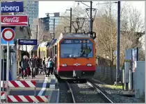 SZU Uetlibergbahn Be 4/4 in Friesenberg. Gut zu erkennen die seitlichen Stromabnehmer für die Gleichstromfahrleitung. (09.01.2020)