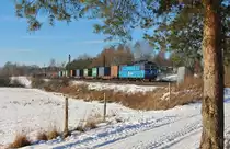 363 005-0 zu sehen am 19.01.17 mit einem Containerzug in Chotikov.