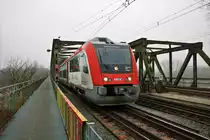 VIAS/Odenwaldbahn Bombardier Itino VT105 am 06.01.20 auf der Main Neckar Brücke in Frankfurt