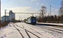 363 058-9 und 363 xxx zu sehen mit einem Güterzug am 18.01.17 in Nebanice.