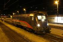 Kurz nach der Ankunft am 26.5.2019 als GLZ89965 steht die 1116 195  Nightjet  in Spielfeld und wartet auf die Rollende Landstraße ROLA41408 aus Maribor Tezno.
