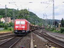 185 296 durchf�hrt am 04.07.2007 den Bahnhof Remagen mit einem leeren Autozug.
