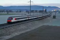 Morgenstimmung mit einem EW IV-Pendel bei Bettenhausen am 19. Januar 2020.
Foto: Walter Ruetsch