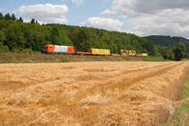 Ein unbekannt gebliebener RTS ER20 mit einem kurzen Bauzug bei Harrbach Richtung Gemünden, 01.08.2020