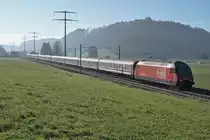 Nicht erkennbare Re 460 mit einem Touristenzug bei Wynigen am 7.1.2020 sowie bei Bettenhausen mit einem Leermaterialzug auf der Fart nach Brig am 22. Januar 2020.
Wenn ich von einem nicht alltäglichen Zug überrascht werde, drücke ich auch bei Gegenlicht auf den Auslöser meiner Fotokamera.
Foto: Walter Ruetsch