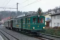 Regionalverkehr Bern-Solothurn/RBS.
Impressionen der Sonderfahrt vom 29. Januar 2020 mit dem historischen Zug bestehend aus dem CFe 4/4 11 und dem Bre 4/4 1.
Foto: Walter Ruetsch