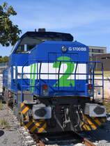 Eine dieselhydraulische Lokomotive G 1700 BB von Vossloh war Mitte September 2019 in Heilbronn abgestellt. (Standort: Besucherbereich auf dem Museumsgelände)