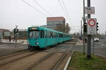 VGF Düwag Pt Wagen 720 und 7xx am 25.01.20 als Doppeltraktion auf der Linie 20 in Frankfurt am Main 