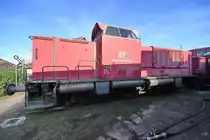 Die 1961 bei MaK gebaute Diesellokomotive V122 war Mitte September 2019 in Darmstadt-Kranichstein ausgestellt.