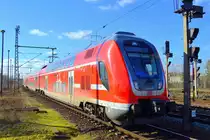 DB Regio Twindexx Vario  445 008  tätig im Ersatzverkehr des RE5 bei der Ausfahrt Bf. Flughafen Berlin Schönefeld  am 05.02.20 nach Wünsdorf/Waldstadt.