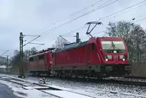 10. Januar 2019, Lok 187 146 hat eine 151er im Schlepp und verlässt Kronach in Richtung Lichtenfels