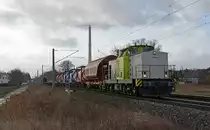 293 901 der RBB führte am 04.02.19 einen gemischten Güterzug durch Jeßnitz Richtung Dessau.