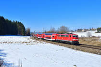 111 217 mit einem RE am 24.02.2018 bei Sinngrün.