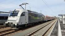 9180 6183 500 am 15.02.2020 in Elsterwerda. Im Schlepp 9580 0 628 209 und ... 210 auf der Fahrt in den Export.
