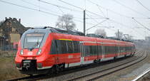 RB24 nach Senftenberg mit 442 321 am 14.02.20 Höhe Betriebsbahnhof Schöneweide in Berlin. 