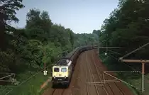 140 516-6 befördert im Sommer 1991 einen Güterzug durch Duisburg