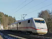 03. Januar 2019, ICE  Garmisch-Partenkirchen  ( Tz 167) auf der Fahrt durch Kronach in Richtung Saalfeld.
