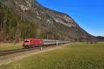 1216 008 mit EC 1289 am 22.02.2020 bei Niederaudorf.