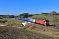 152 129 mit einem KLV am 07.02.2020 bei Fahlenbach.