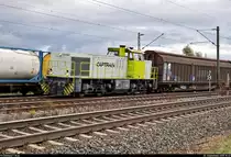 Völlig überraschend fährt ein Schiebewandzug mit 1275 829-0 (MaK G 1206) der Captrain Deutschland CargoWest GmbH (CCW) in Tamm auf der Bahnstrecke Stuttgart–Würzburg (Frankenbahn | KBS 780) Richtung Bietigheim-Bissingen.
[26.9.2019 | 15:47 Uhr]