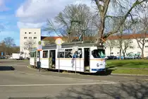 RNV Düwag Hängerzug 1017+1057 am 01.03.20 in Ludwigshafen bei einer Sonderfahrt