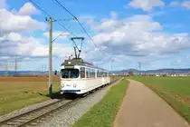 RNV Düwag Hängerzug 1017+1057 am 01.03.20 bei Heddesheim bei einer Sonderfahrt